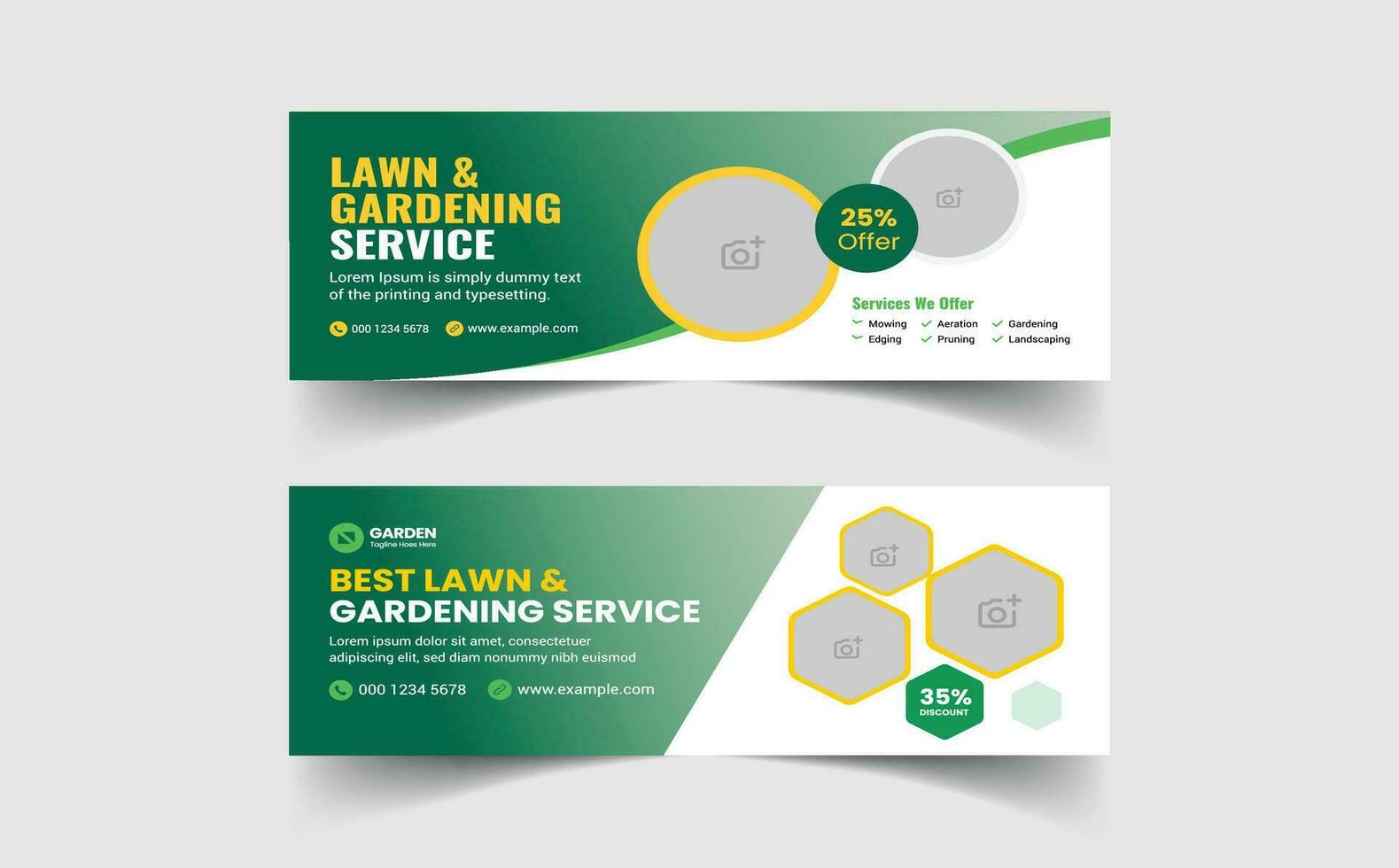 Lawn garden social media post design vector