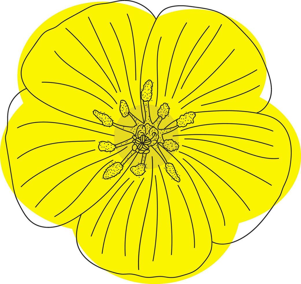 ilustración línea de el diablo espina flor con amarillo color. vector