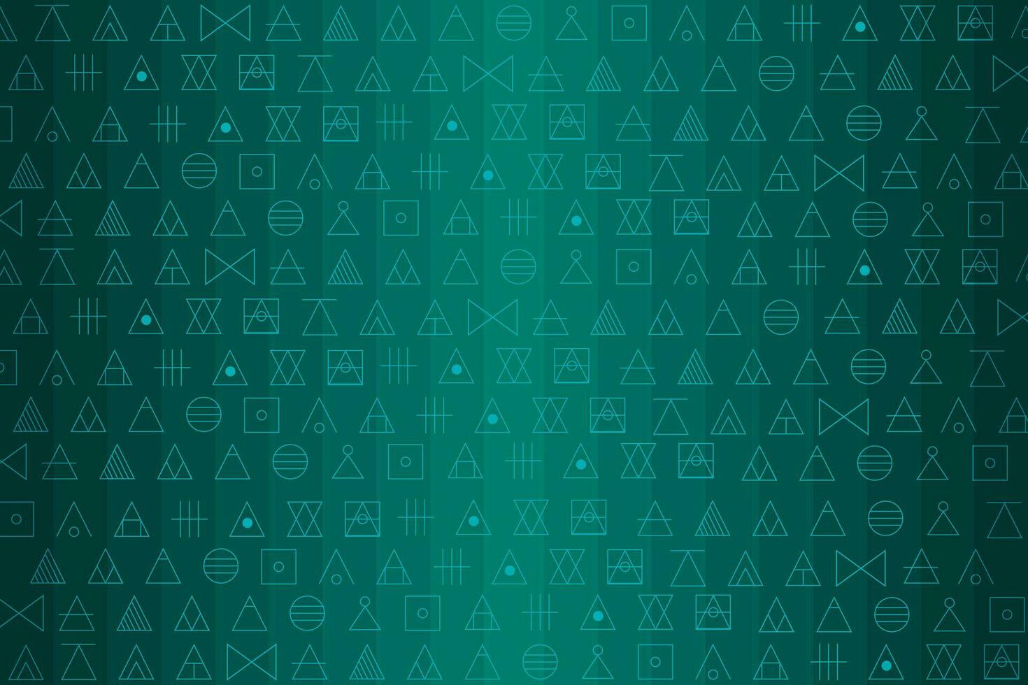 Illustration The Various symbols of geometric shapes line with green background. vector