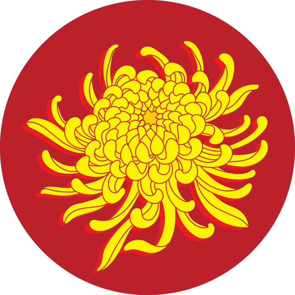 ilustración de crisantemo flor en rojo circulo antecedentes. vector