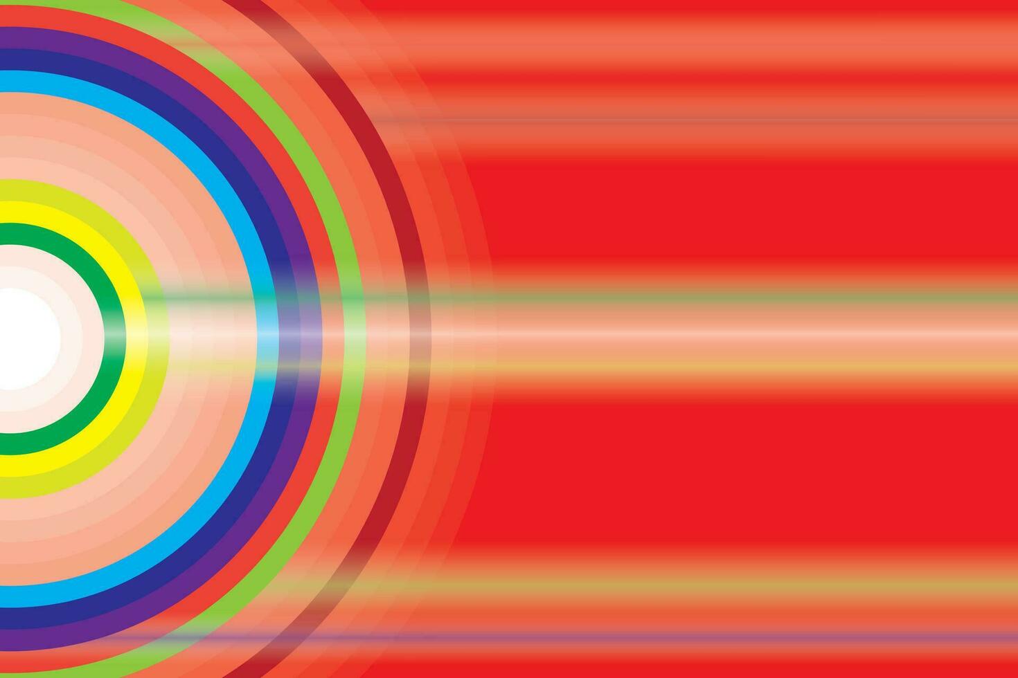 Abstract multicolored semicircle on red background with gradient line. vector