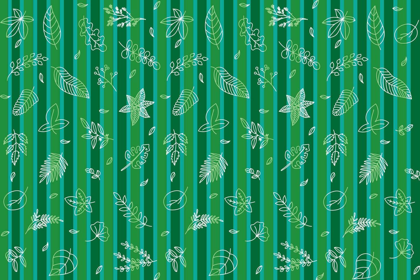 Illustration Pattern of the white line leaves on green color background. vector