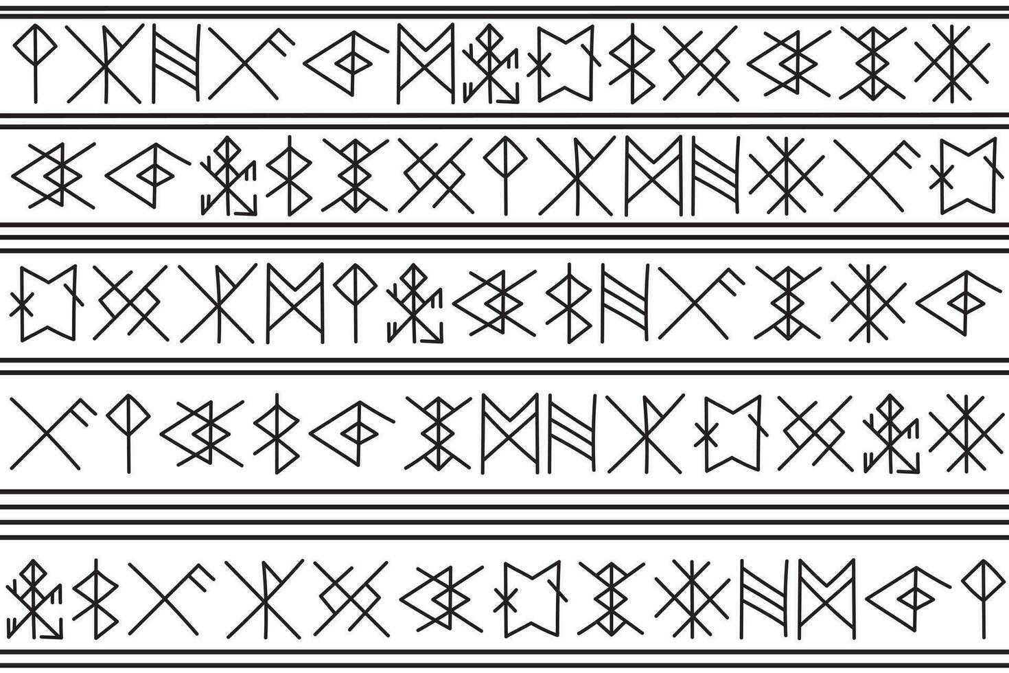 illustration line of the Rune character pattern on white background. vector