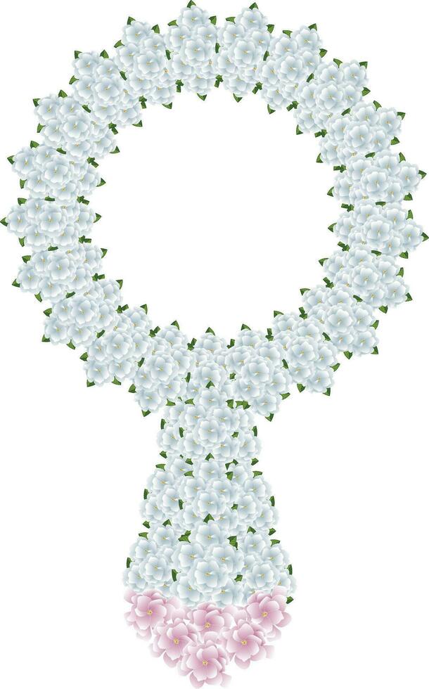 ilustración de gerdenia o capa jazmín flor ramo de flores con hojas. vector