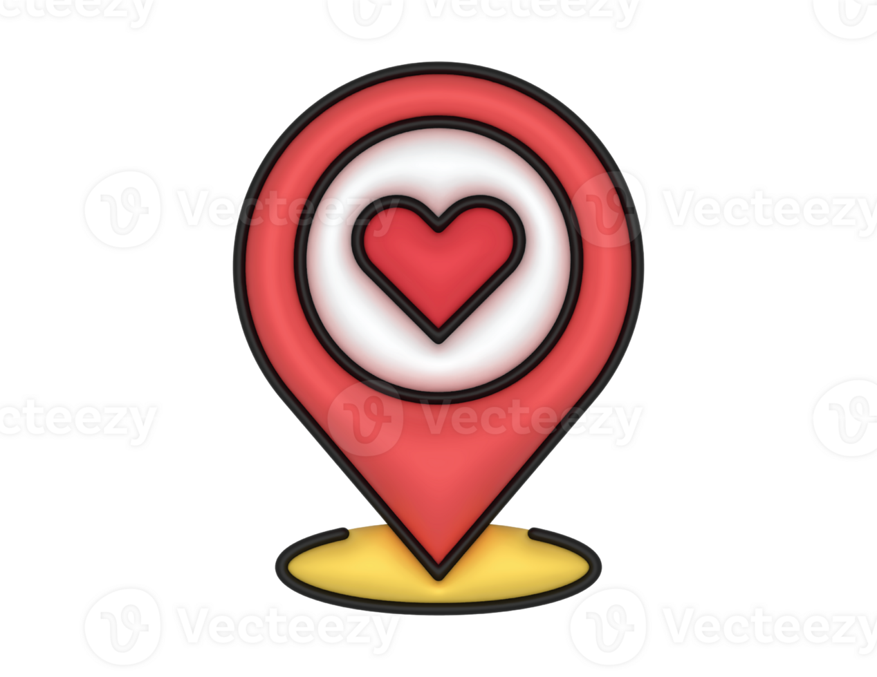 3d Location Placeholder And Red Heart Sign on a transparent background png