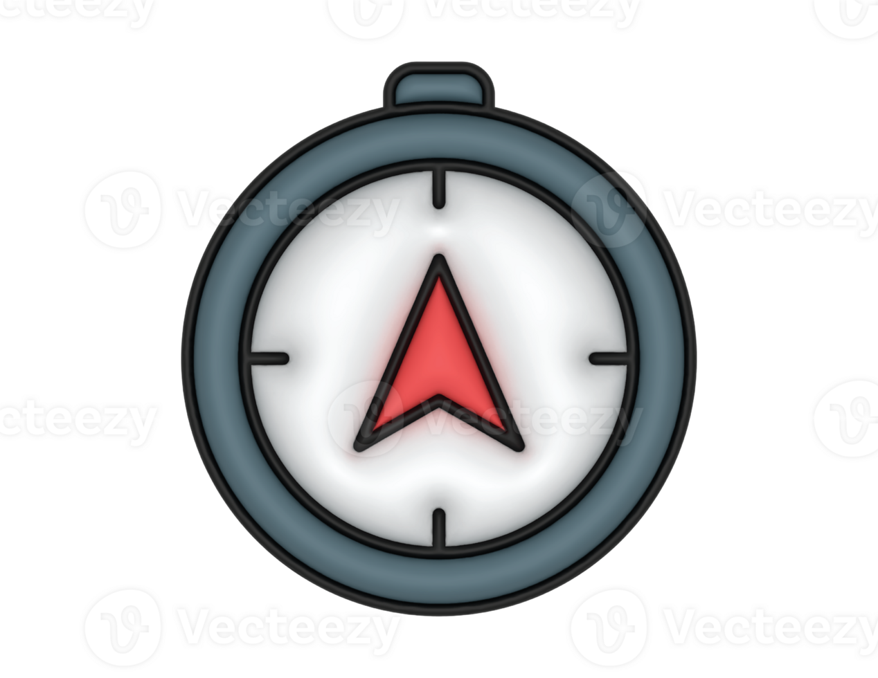 3d Compass And Red Navigation Sign on a transparent background png