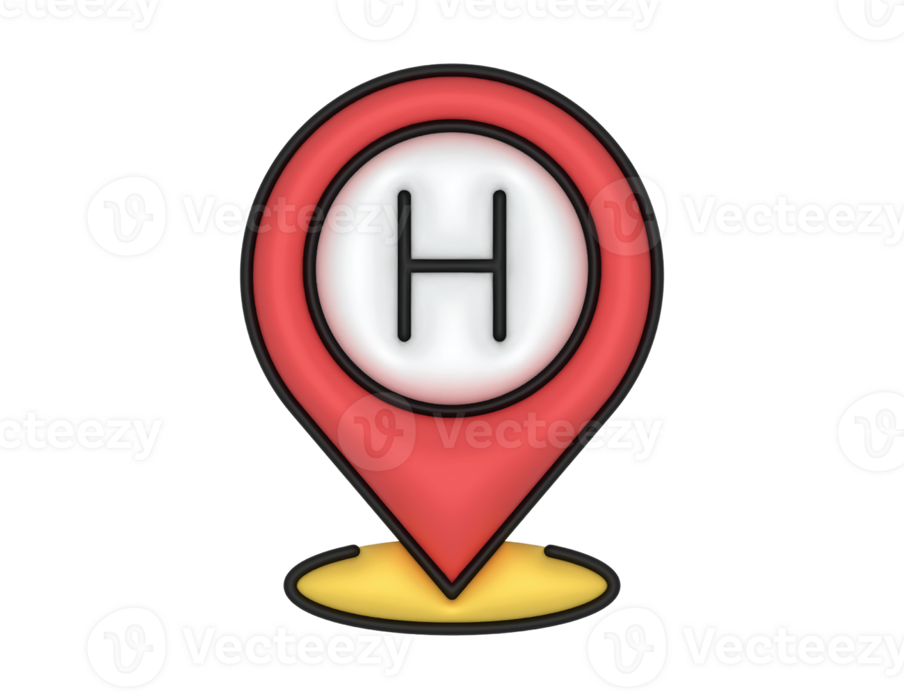 3d Location Placeholder And Red Hotel Sign on a transparent background png