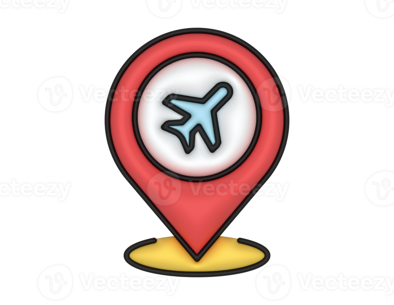 3d Location Placeholder And Red Airport Sign on a transparent background png