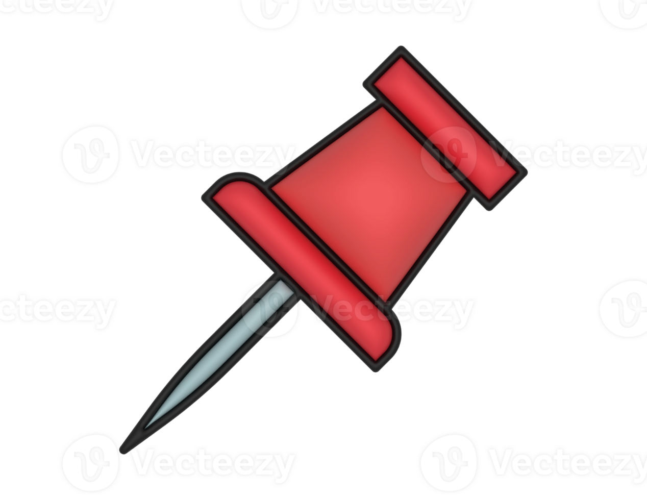 3d Red Push Pin Office Material on a transparent background png