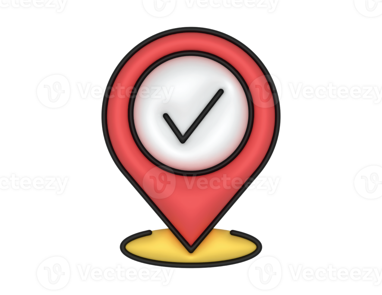 3d Red Location Placeholder And Check Mark on a transparent background png