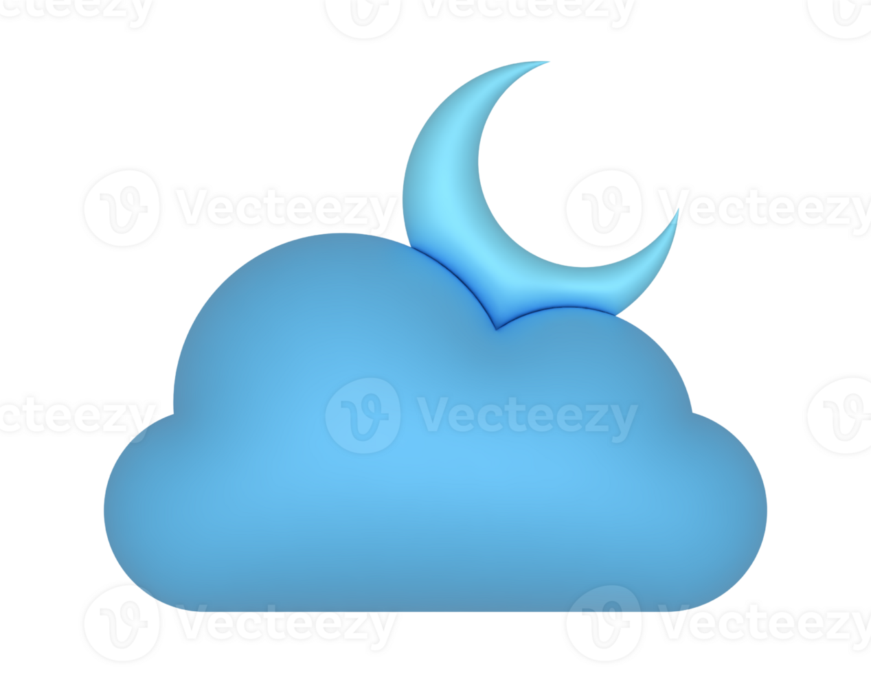 3d Moon And Cloudy Night on a transparent background png
