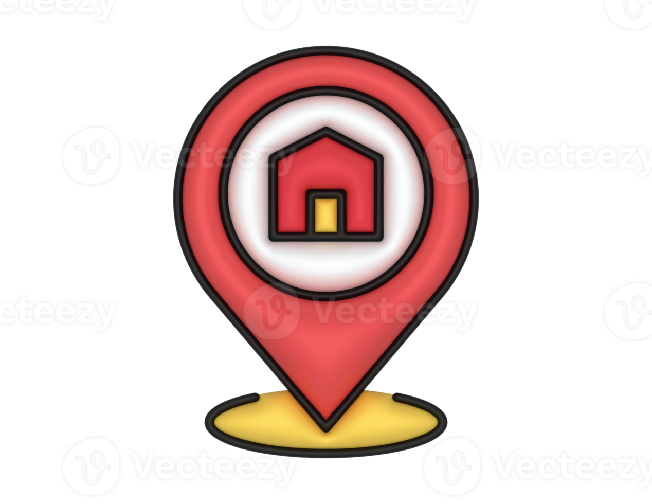 3d Location Placeholder And Red Home Sign on a transparent background png