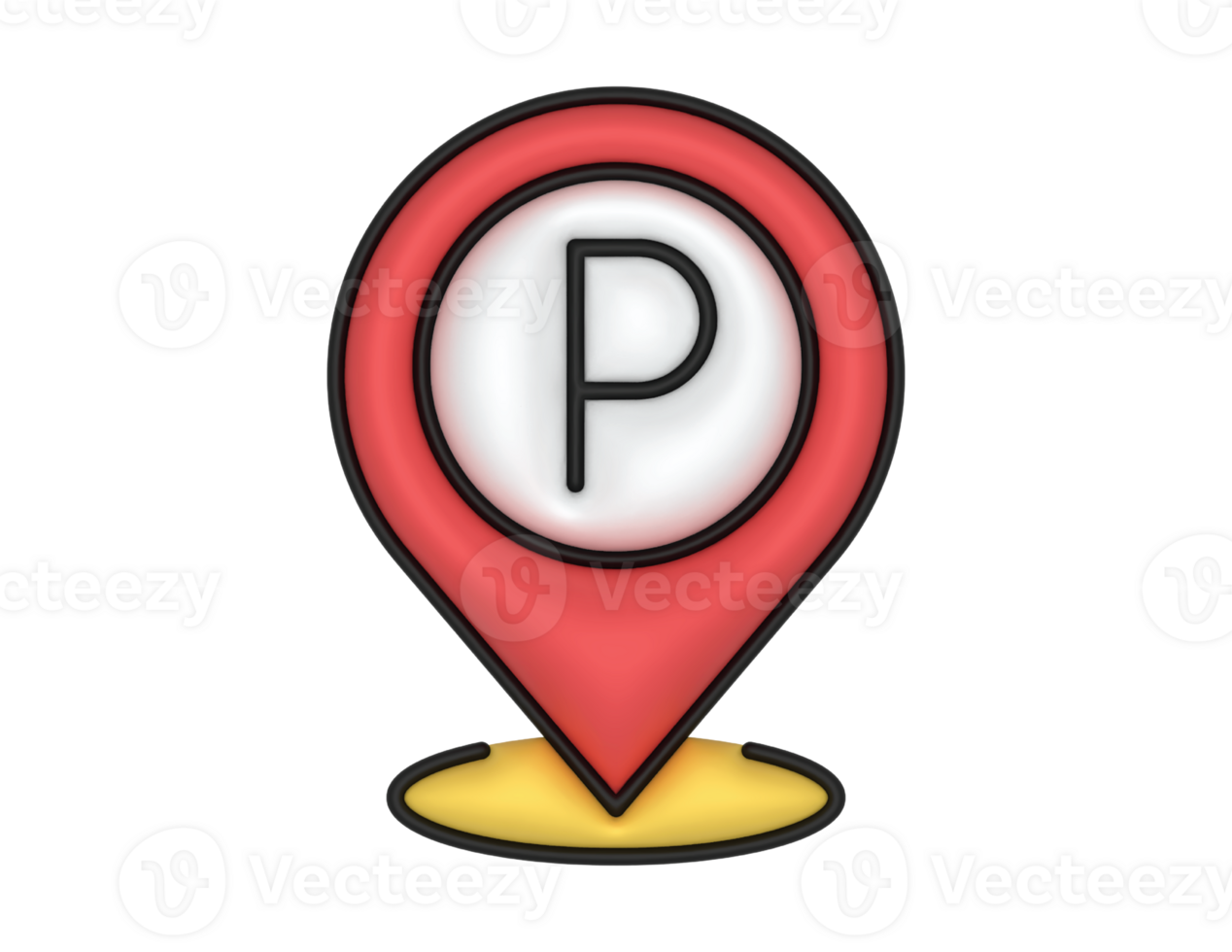 3d Parking Location Red Placeholder Sign on a transparent background png