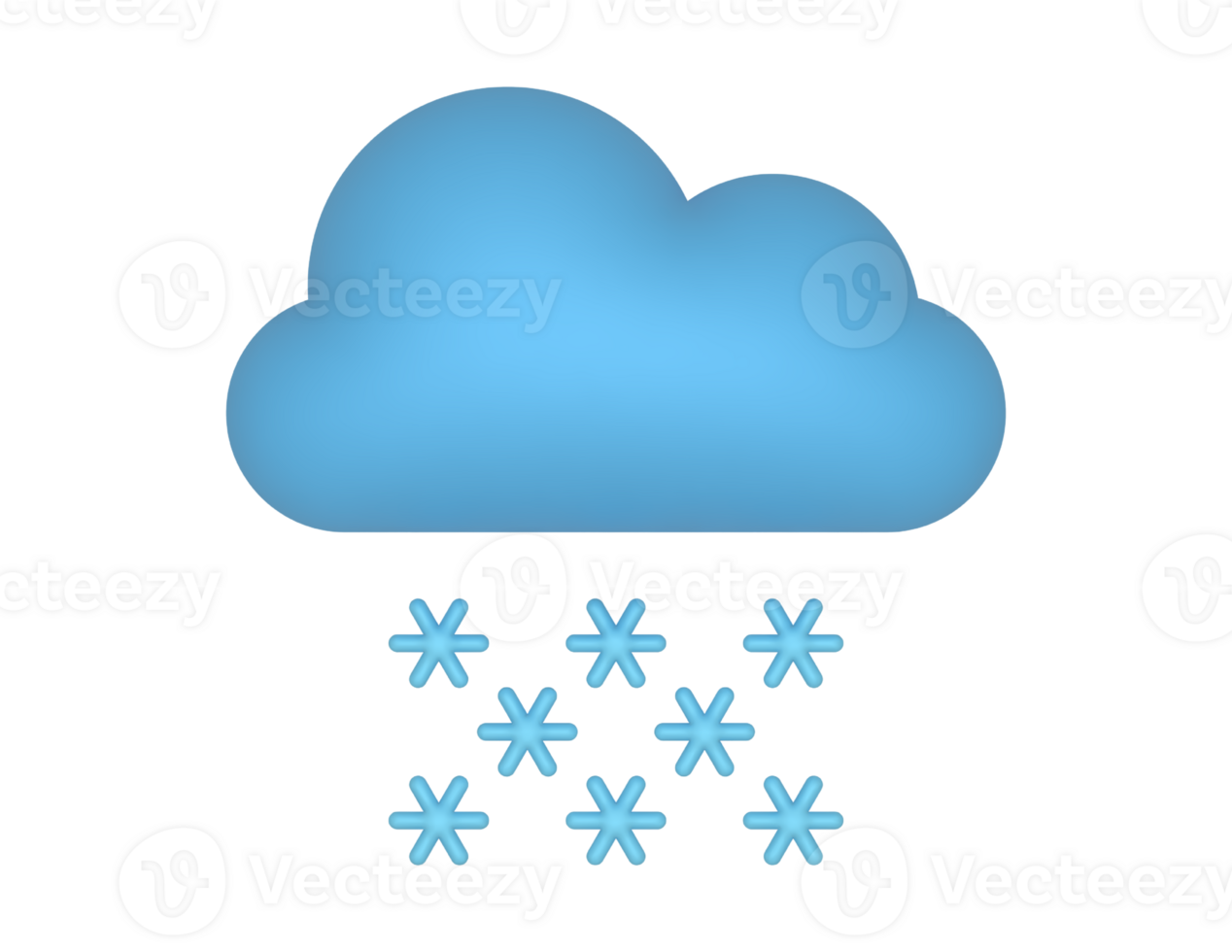 3d Snow And Blue Cloud on a transparent background png