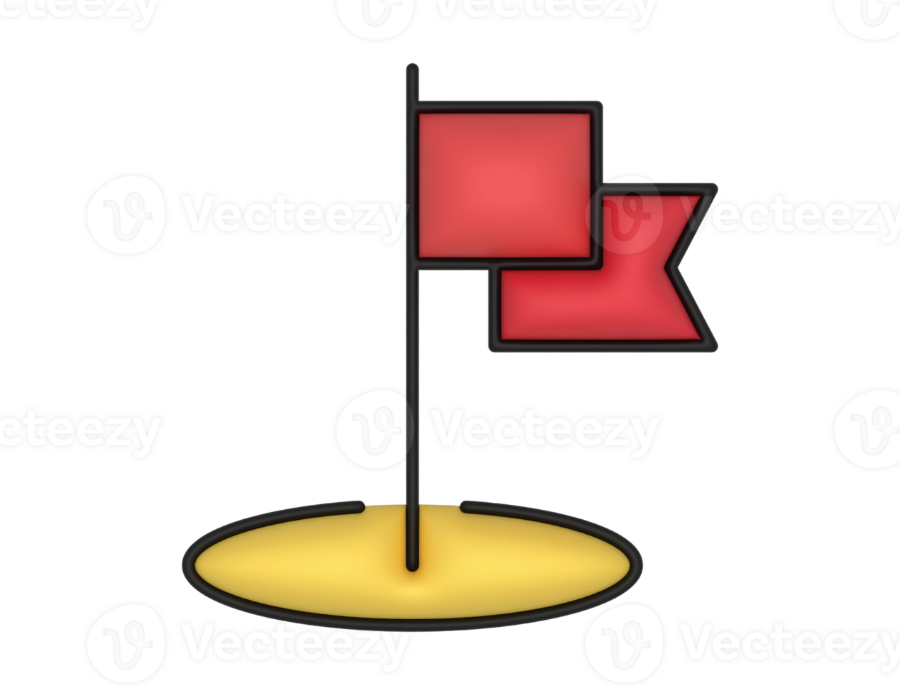 3d rood vlag plaats tijdelijke aanduiding Aan een transparant achtergrond png