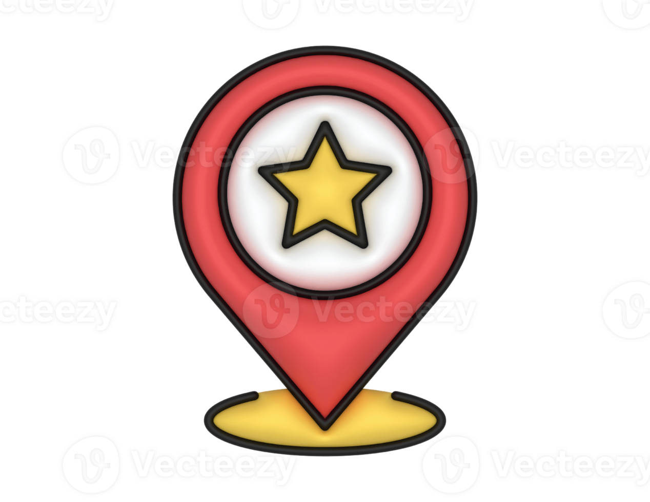 3d Red Location Placeholder And Star on a transparent background png