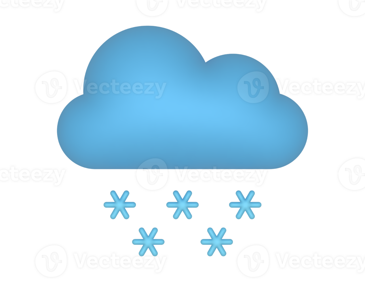 3d chute de neige et bleu nuage sur une transparent Contexte png