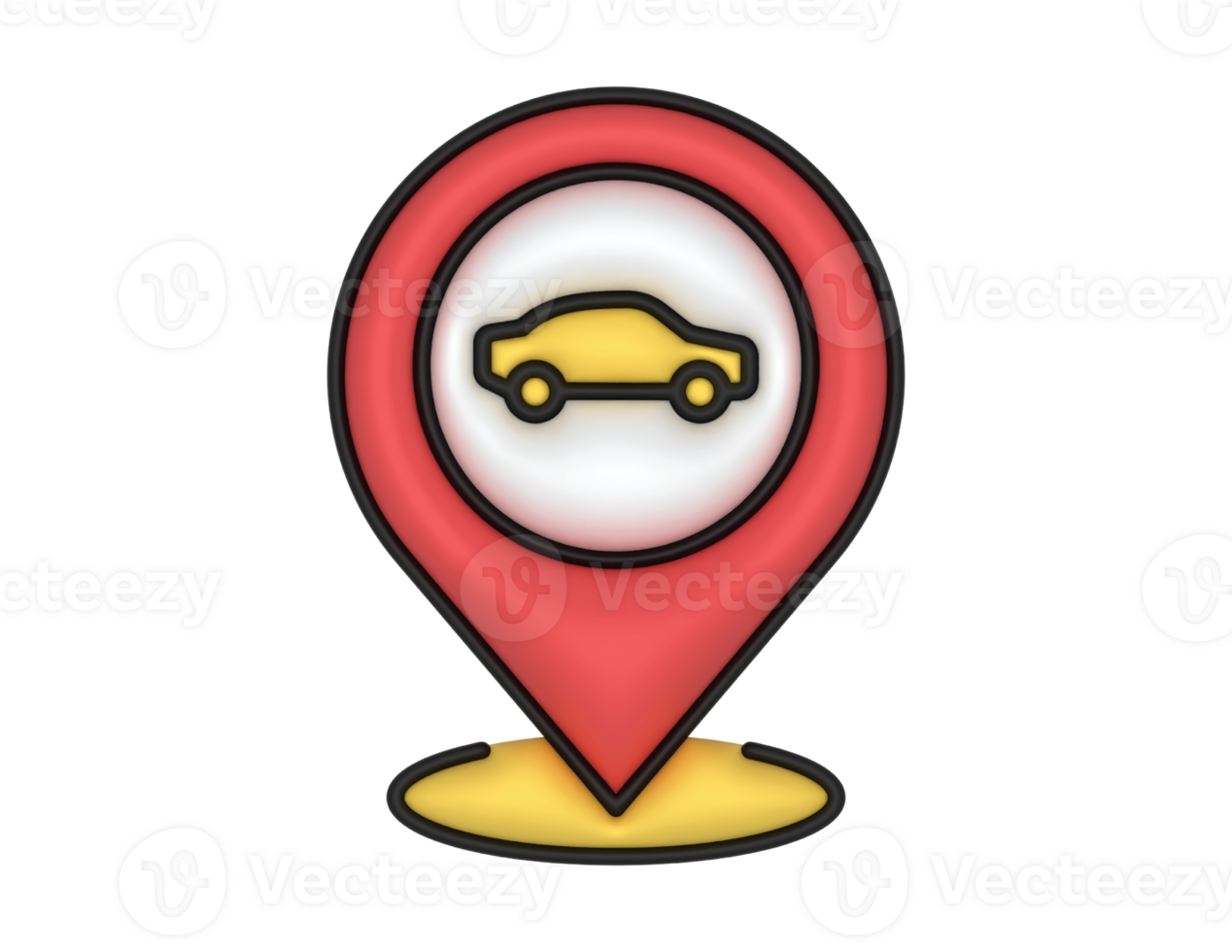 3d Car Parking Location Red Placeholder on a transparent background png