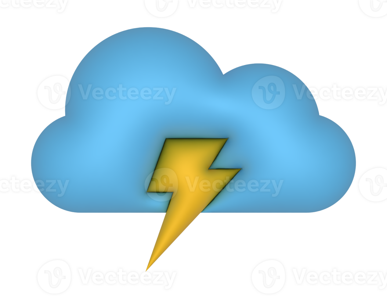 3d Cloud And Yellow Lightning on a transparent background png