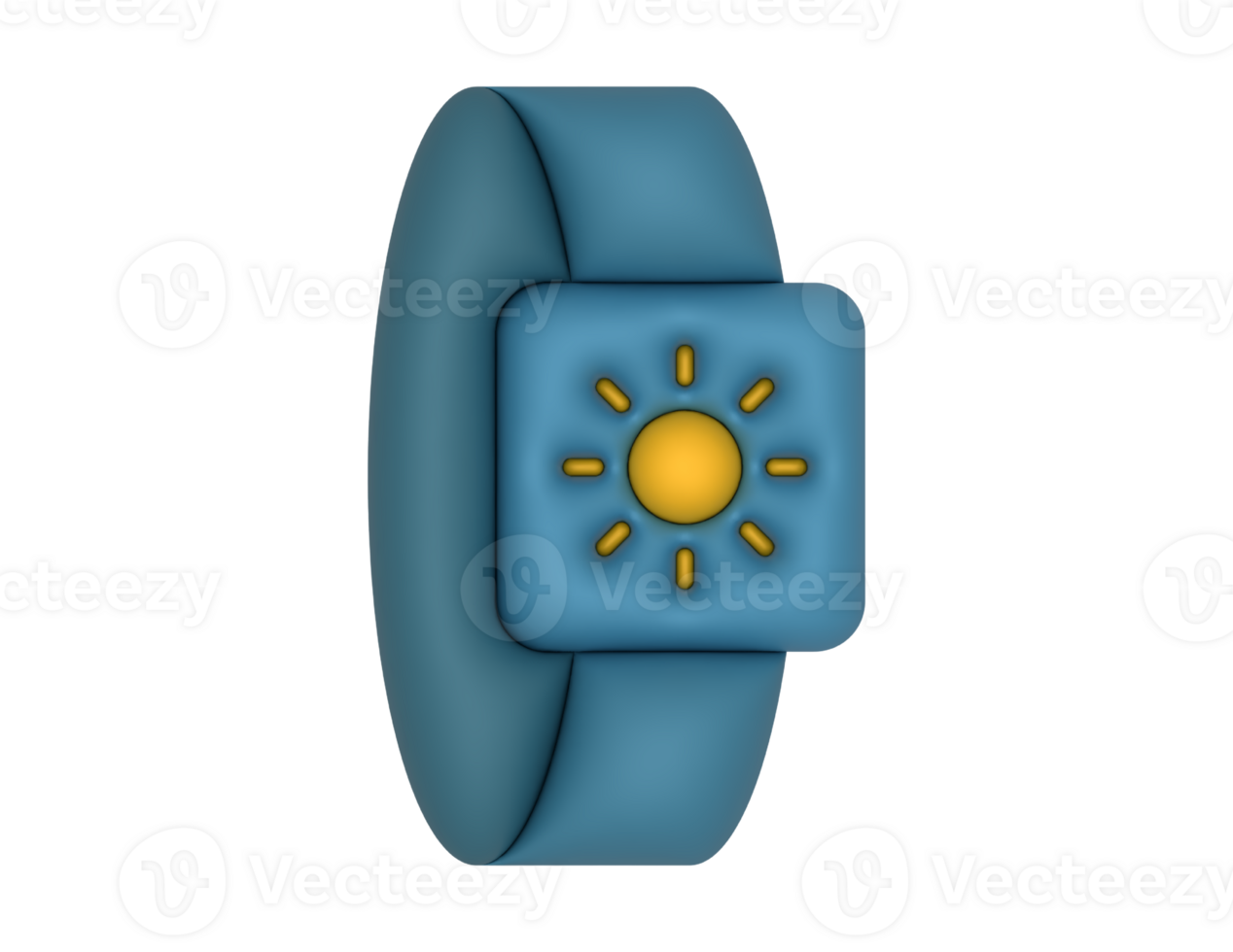 3d Blue Smartwatch And Weather Forecast on a transparent background png