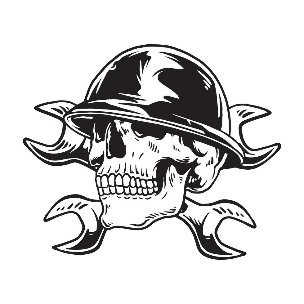 Skull construction with crossed wrench vector