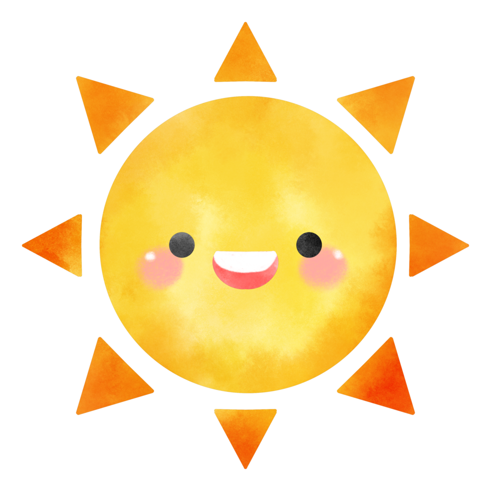 mignonne vif coloré Soleil éclat avec sourire visage png