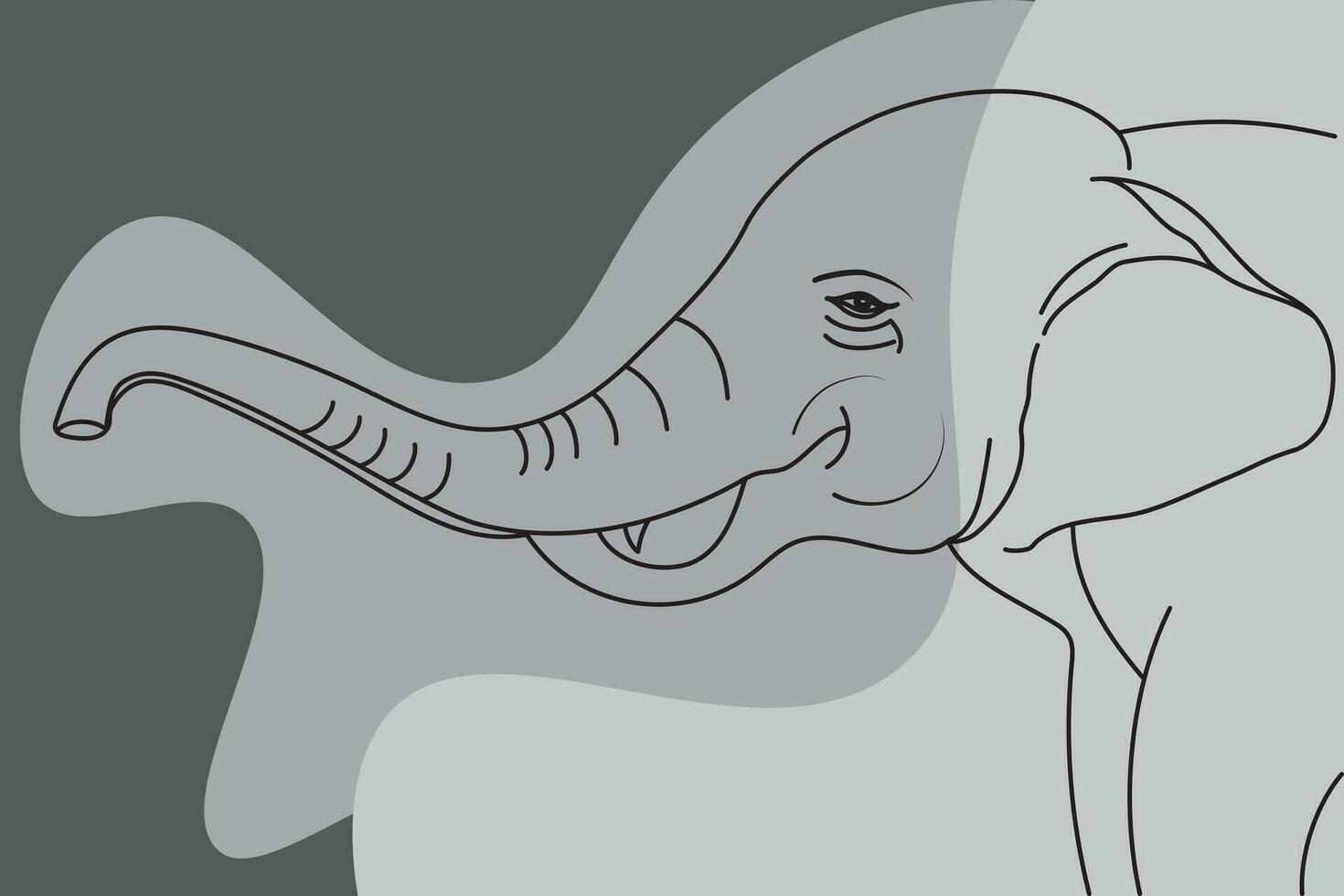 Abstract line of elephant with grey color background. vector