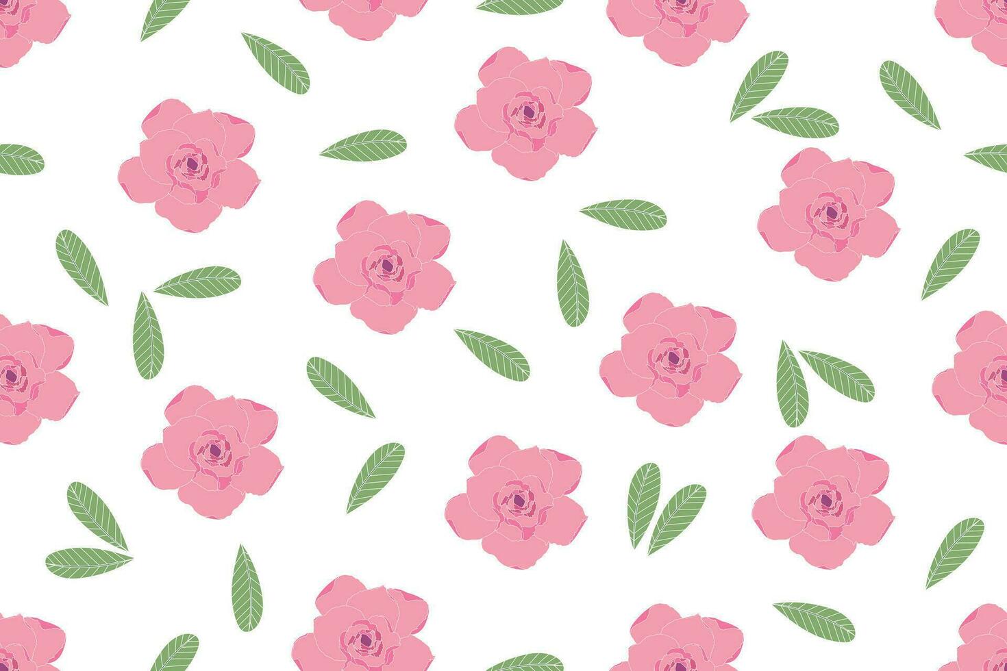 Illustration of Desert rose, Mock Azalea, Pinkbignonia, Impala lily flower with leaves on white background. vector