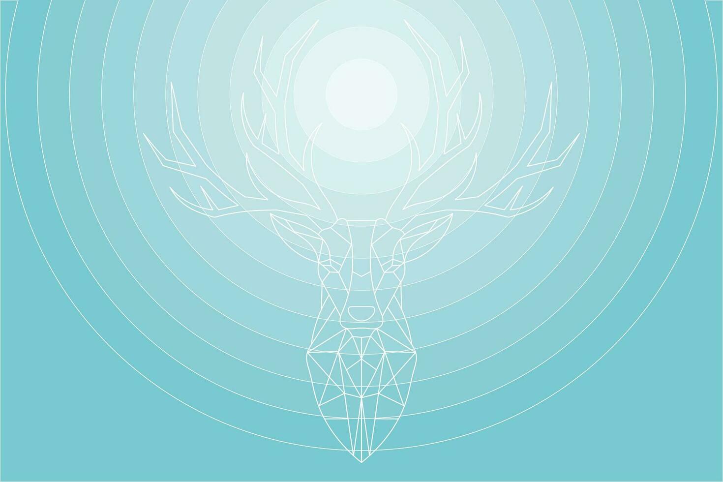 Illustration white line of deer on light green color gradient background vector