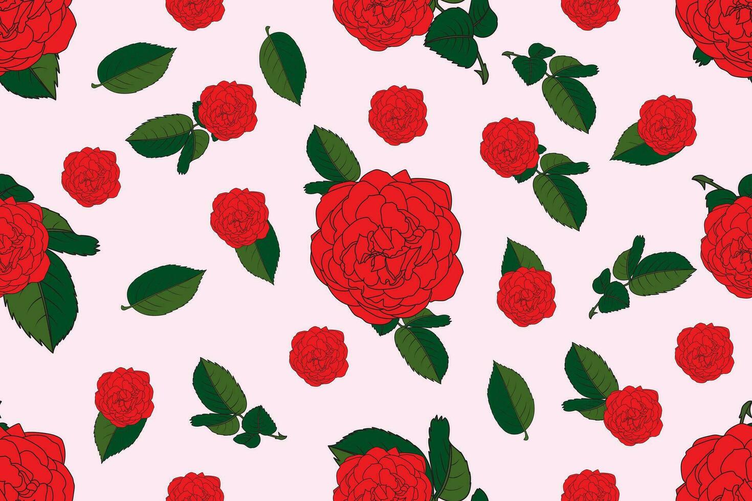 Illustration of red rose flower with leaf background. vector