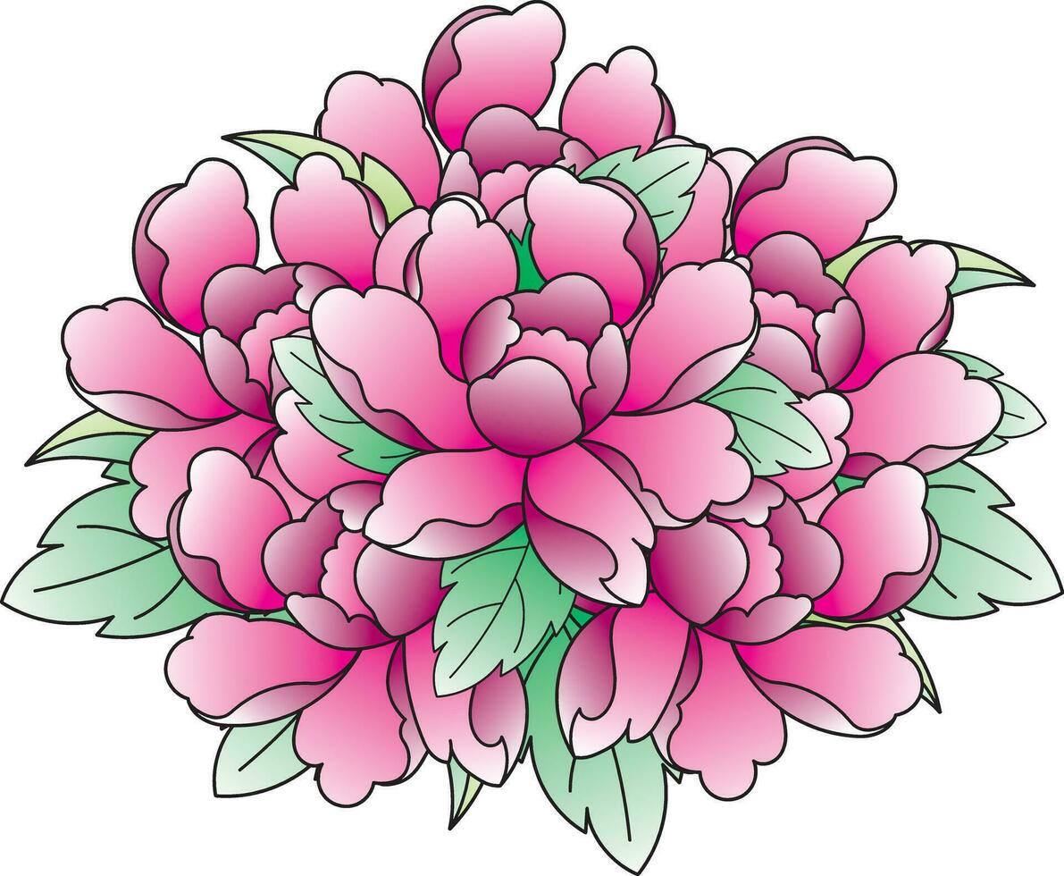 Illustration of abstract pink flower bouquet. vector
