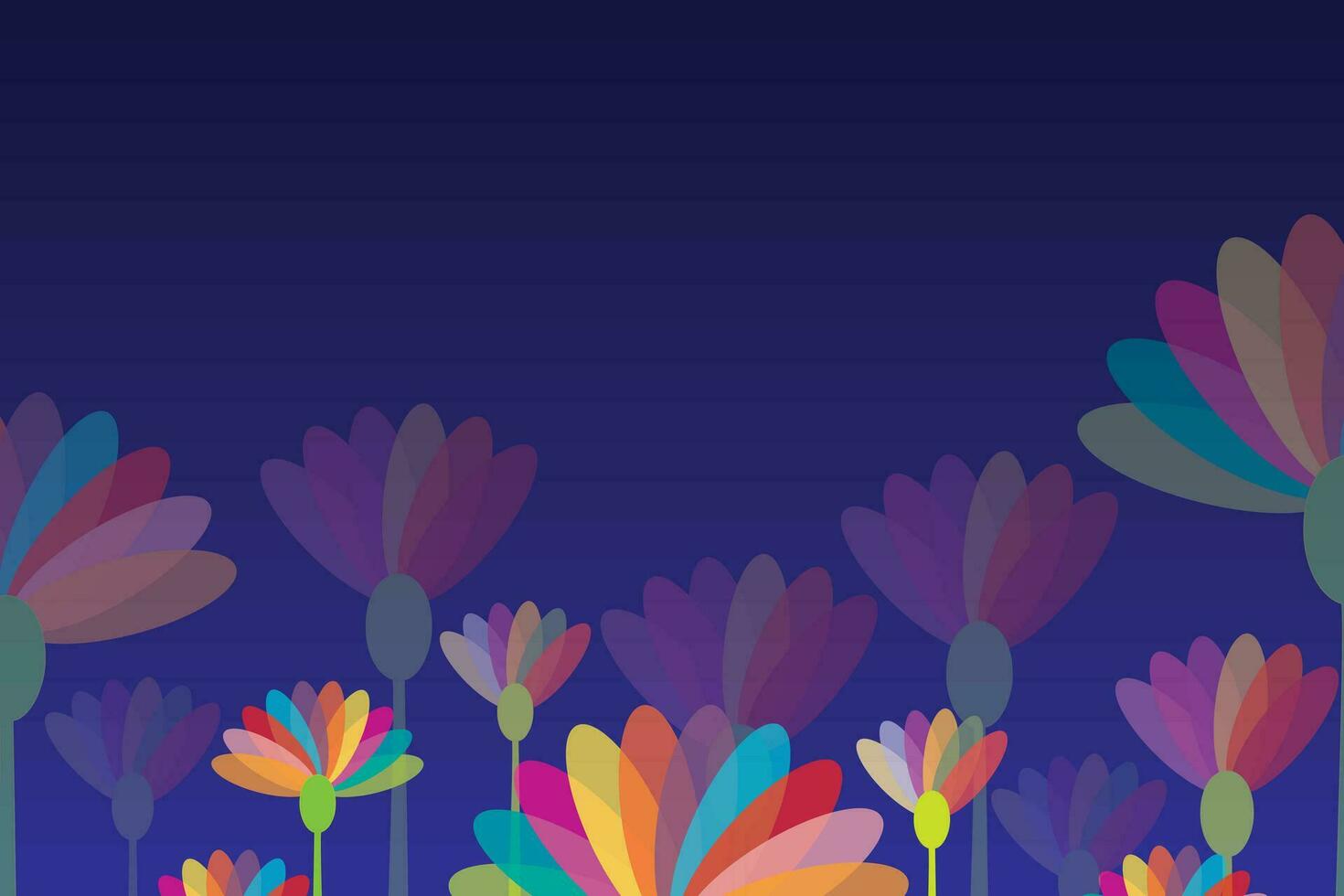 Illustration of abstract flower multi color on blue gradient background. vector
