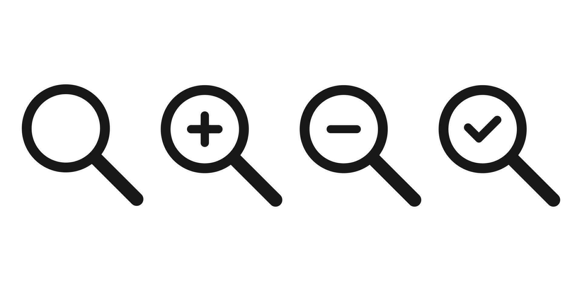 Magnifying glass icons set. Search icons. Loupe. Vector illustration