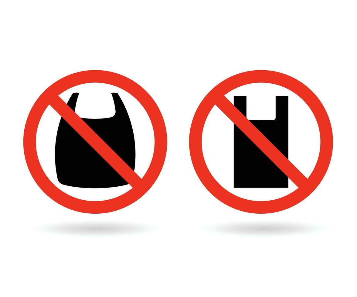 No plastic bag forbidden sign. No plastic bag symbol vector