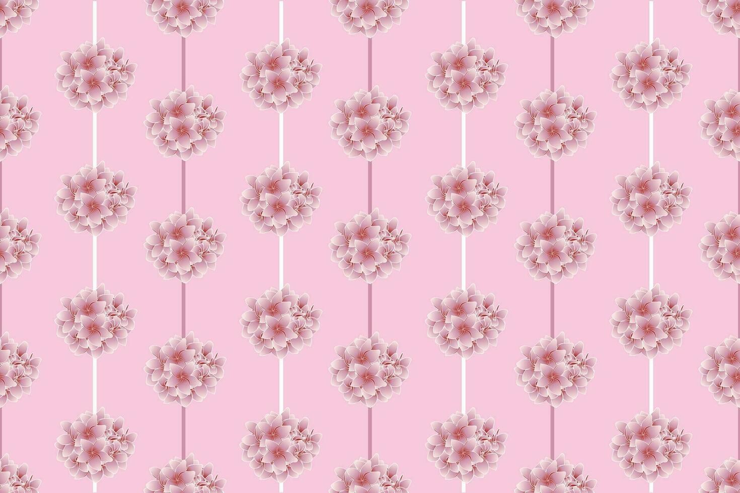 Illustration of pink frangipani flower with line on soft pink background. vector