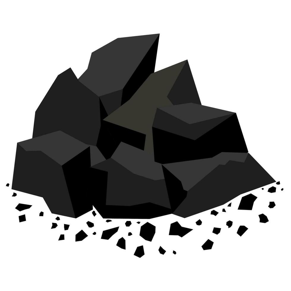 Pile of coal icon. Cartoon Coal backed on a white background. Vector cartoon set energy coal icons.