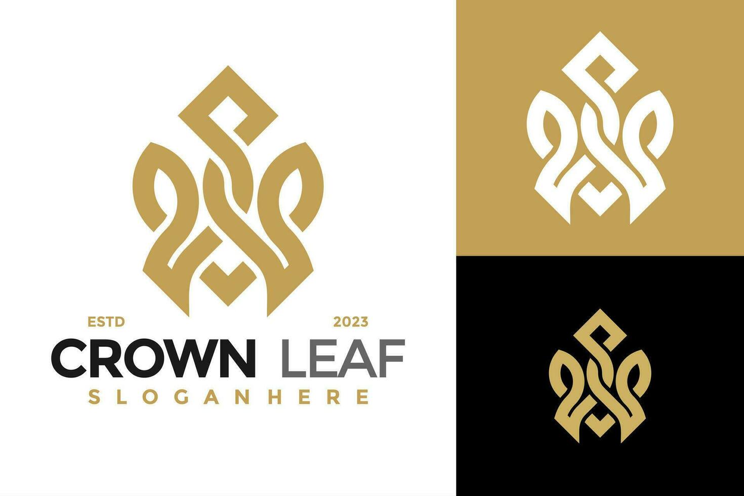 Letter A Crown Leaf Logo design vector symbol icon illustration