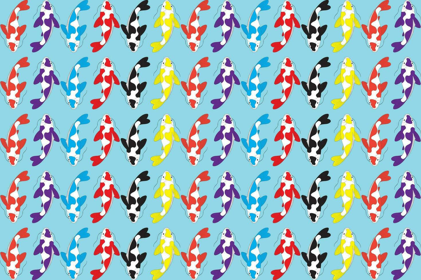 Illustration pattern of koi fish on soft blue background. vector