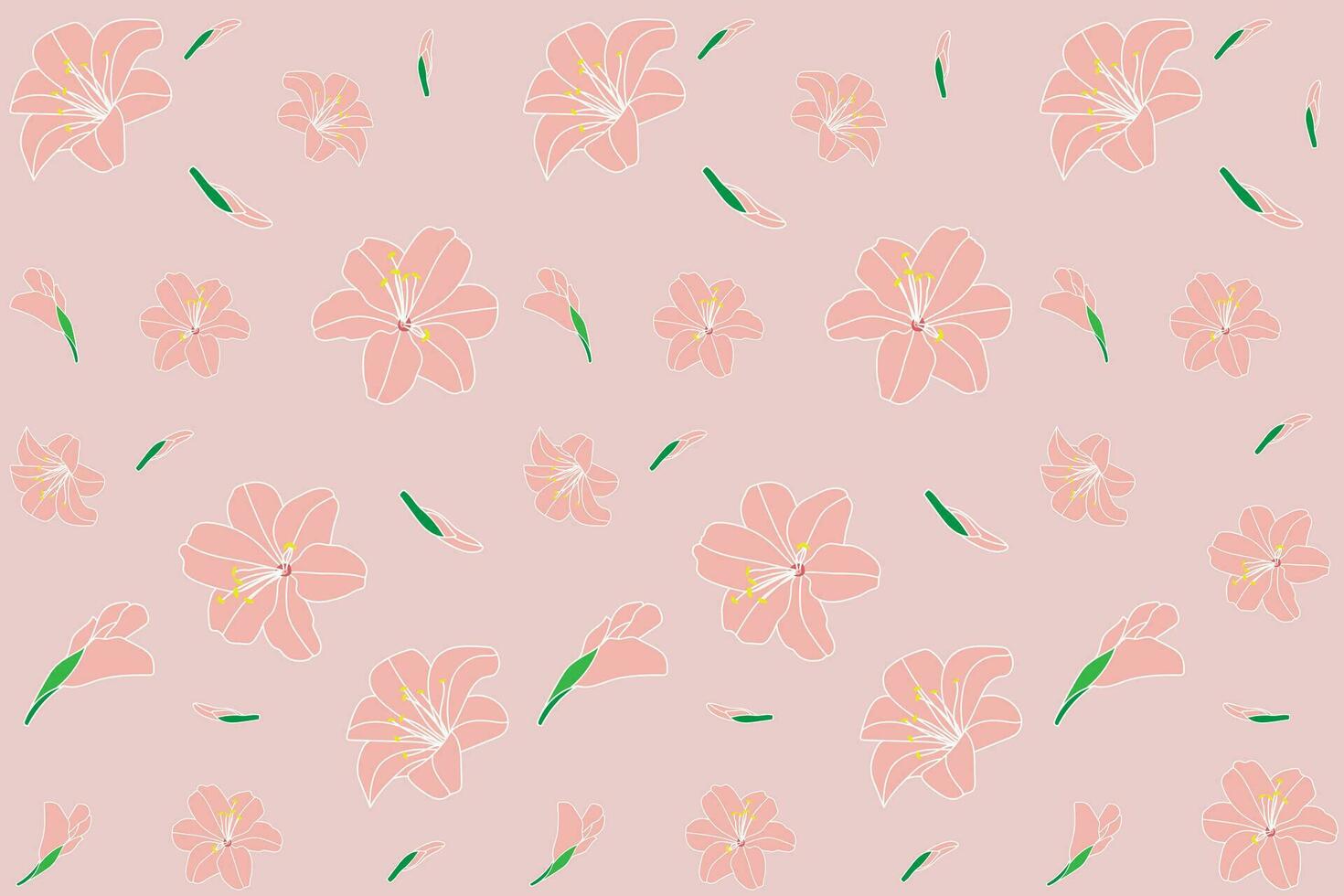 Illustration, pattern of the Lilly flower on soft pink background. vector