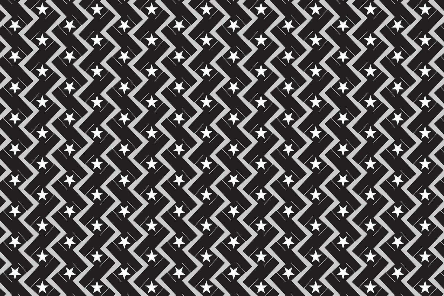 ilustración abstracción de blanco estrella y negro zigzag con gris antecedentes. vector