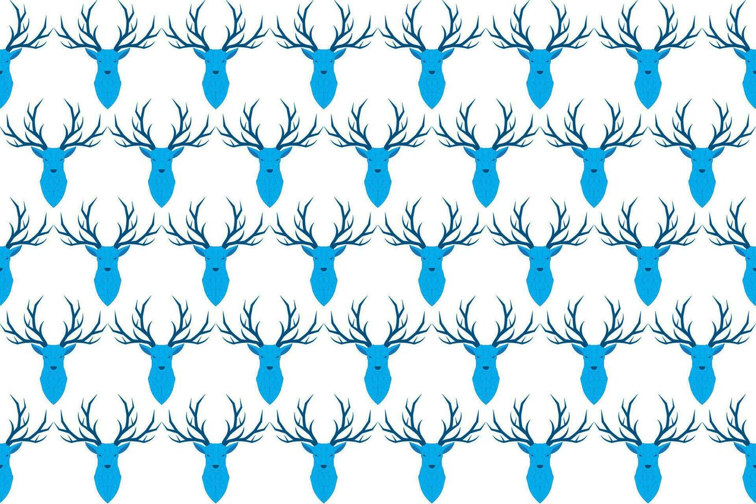 Illustration pattern of blue deer on white background. vector