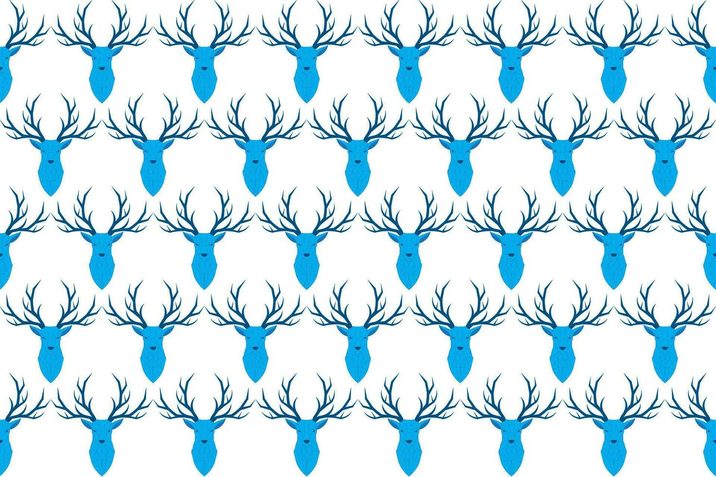 Illustration pattern of blue deer on white background. vector