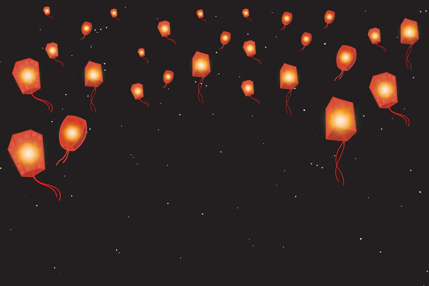 ilustración, chino linterna en noche cielo con estrella antecedentes. vector