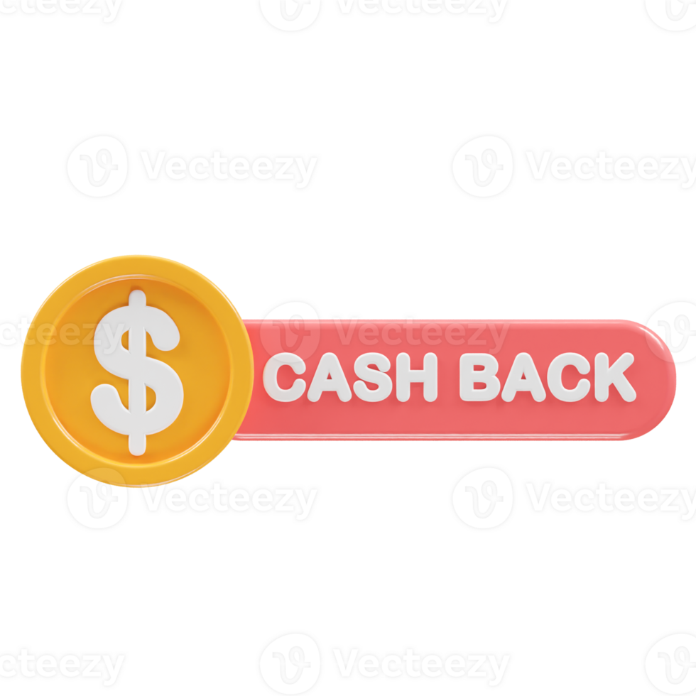 Cashback icon 3d render illustration element png