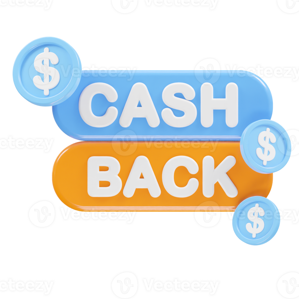 Cashback icon 3d render illustration element png
