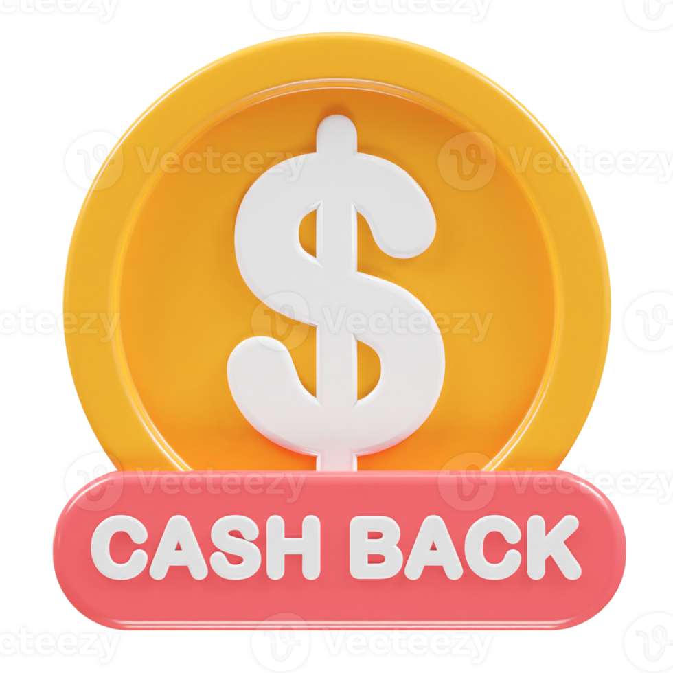 Cashback icon 3d render illustration element png
