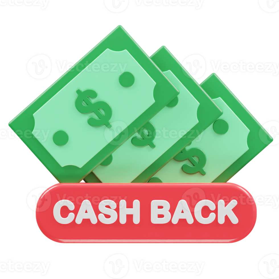 Cashback icon 3d render illustration element png