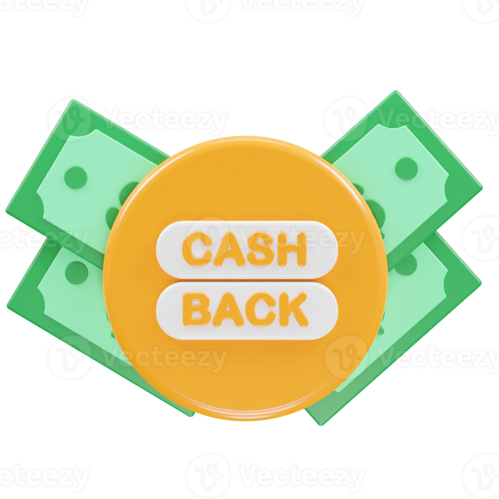 Cashback icon 3d render illustration element png