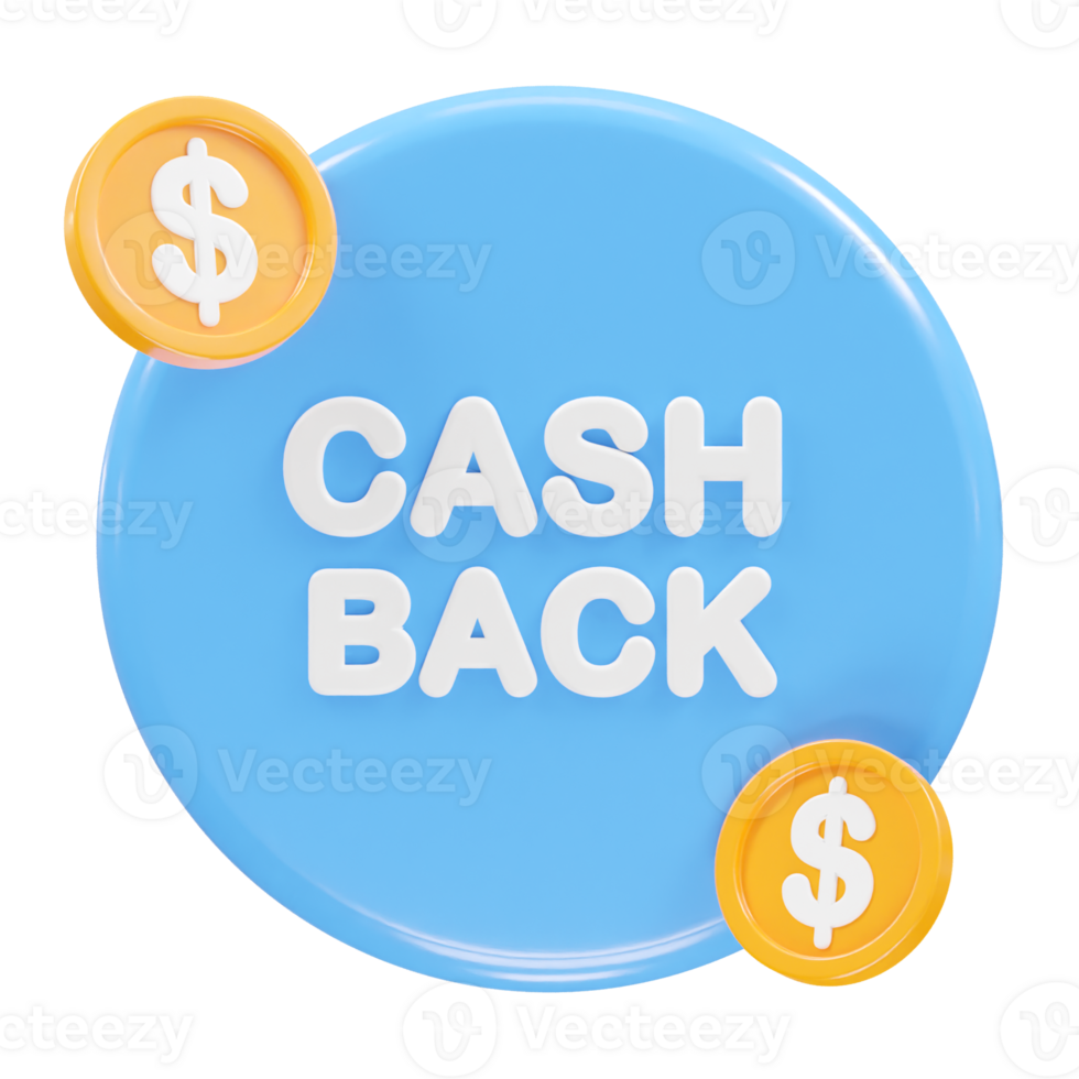 Cashback icon 3d render illustration element png