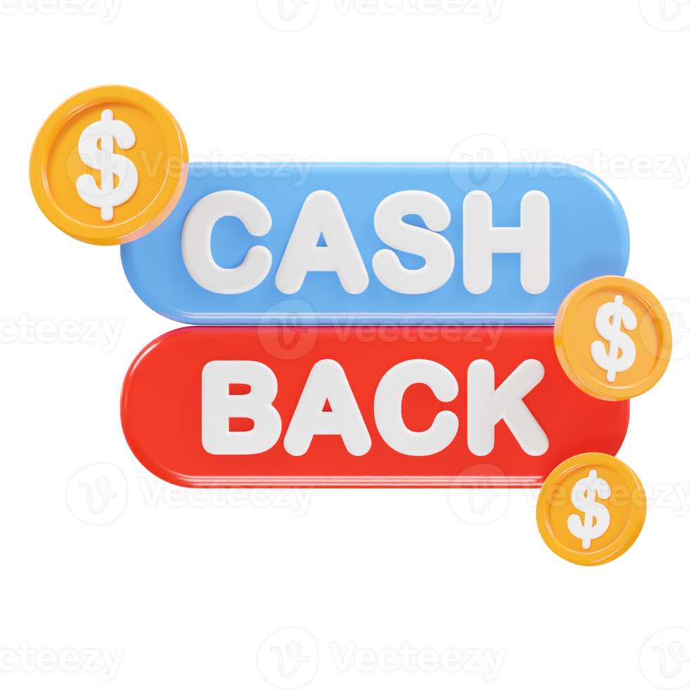 Cashback icon 3d render illustration element png